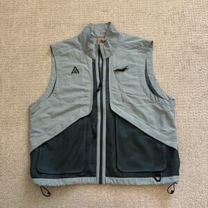 Nike ACG Gilet Vest Aviator Grey Deep Jungle Hiking Outdoor Vest Mesh Pockets M